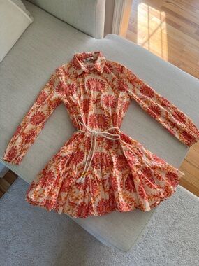 Zara Cream Dress with Orange & Pink Floral Print